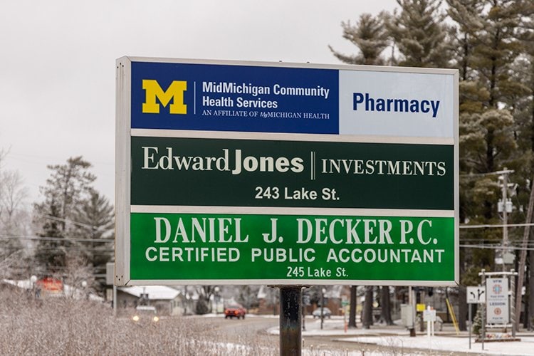 Photo of MidMichigan Community Health Services Pharmacy road sign.